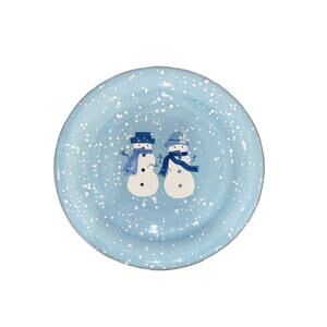 HOME Holiday Button Up Christmas Snowman Set of 4 Salad Plates 8"